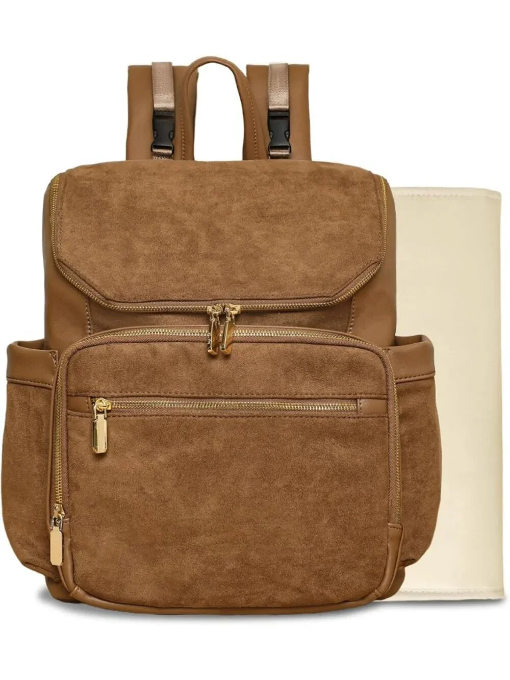 Large Suede Diaper Bag Backpack with 14 Pockets, Waterproof Wet Pocket, Luggage